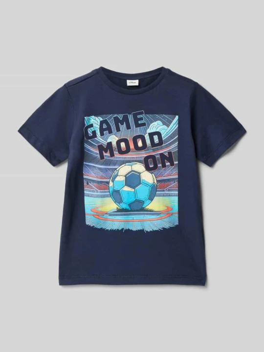 Zdjęcie produktu T-shirt o kroju regular fit z czystej bawełny z nadrukowanym motywem s.Oliver Granatowy