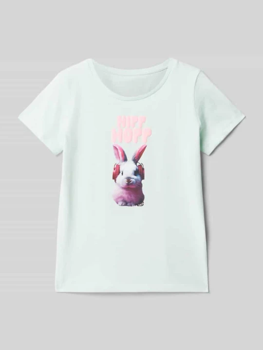 Zdjęcie produktu T-shirt o kroju regular fit z czystej bawełny z nadrukowanym motywem Tom Tailor Miętowy