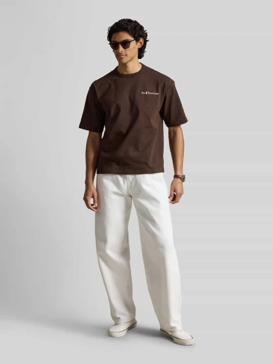 Zdjęcie produktu T-shirt o kroju regular fit z czystej bawełny z wyhaftowanym logo Polo Ralph Lauren Średniobrązowy