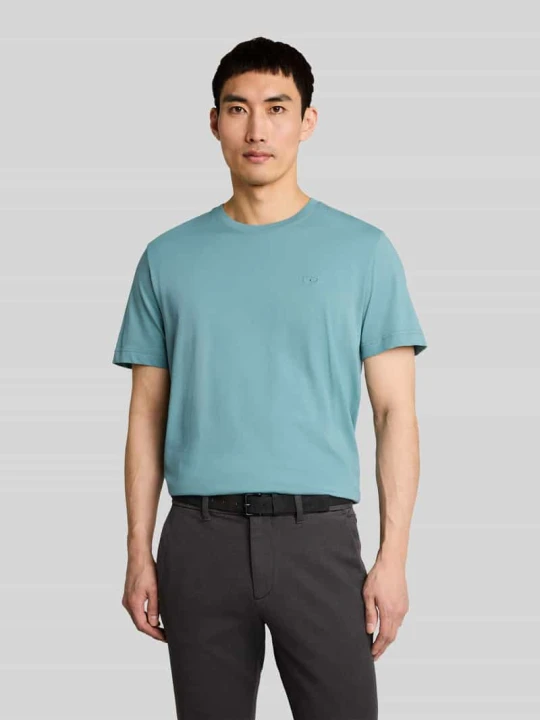 Zdjęcie produktu T-shirt o kroju regular fit z czystej bawełny z wyhaftowanym logo Tom Tailor Niebieski