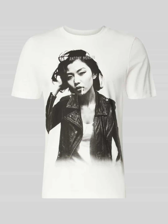 Zdjęcie produktu t-shirt o kroju regular fit z czystej wełny escorial Antony Morato Biały