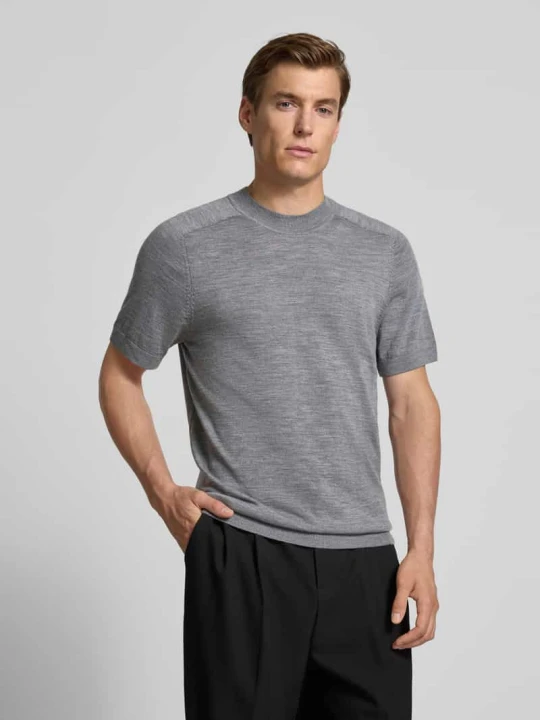 Zdjęcie produktu T-shirt o kroju regular fit z czystej wełny Selected Homme Średnioszary