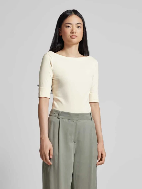 Zdjęcie produktu T-shirt o kroju regular fit z dekoltem w łódkę model ‘JUDY’ Lauren Ralph Lauren Écru
