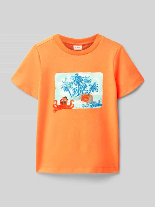 Zdjęcie produktu t-shirt o kroju regular fit z dodatkiem bawełny s.Oliver Morelowy
