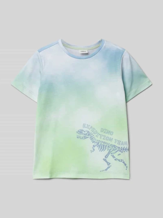 Zdjęcie produktu T-shirt o kroju regular fit z dodatkiem bawełny z cieniowaniem s.Oliver Jasnoniebieski
