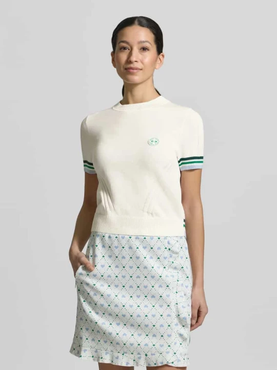 Zdjęcie produktu T-shirt o kroju regular fit z dodatkiem wełny Marc Cain Złamany biały