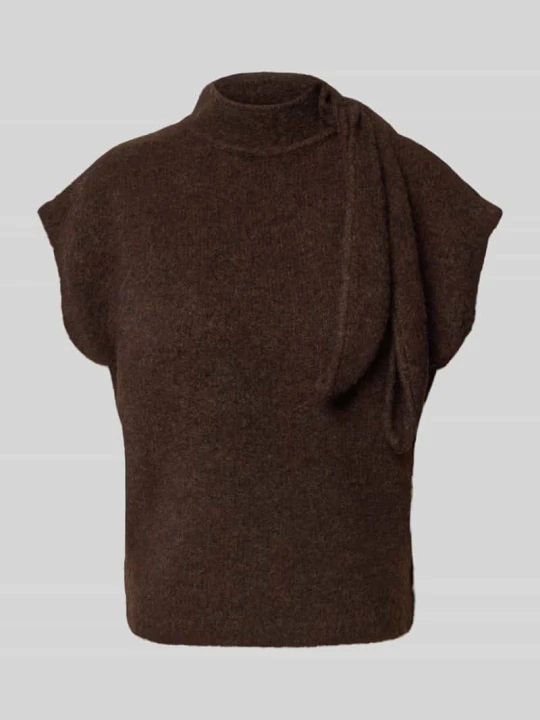 Zdjęcie produktu t-shirt o kroju regular fit z dodatkiem wełny model 'Cassi' Topshop Czekoladowy