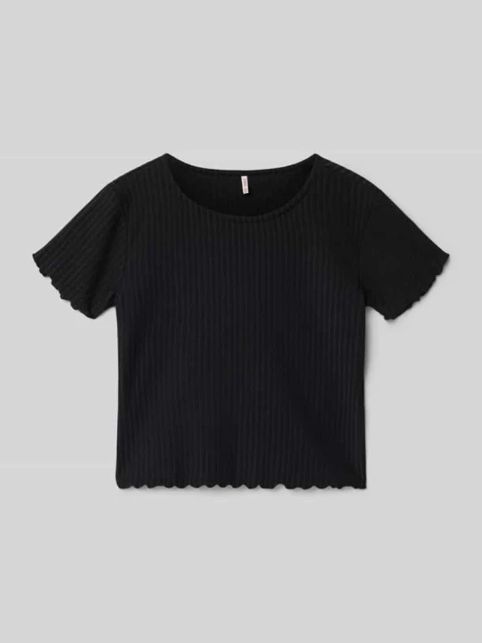 Zdjęcie produktu t-shirt o kroju regular fit z dodatkiem wiskozy model 'KONELLA' Only Czarny