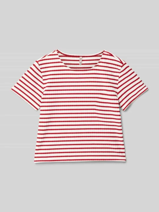 Zdjęcie produktu T-shirt o kroju regular fit z dodatkiem wiskozy model ‘NELLA’ Only Czerwony