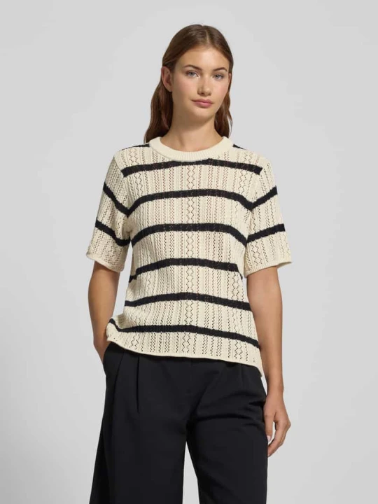 Zdjęcie produktu T-shirt o kroju regular fit z dzianiny z czystej bawełny Pieces Beżowy
