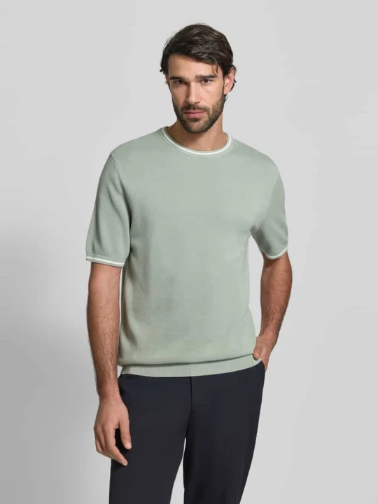 Zdjęcie produktu T-shirt o kroju regular fit z dzianinowym efektem Christian Berg Oliwkowy