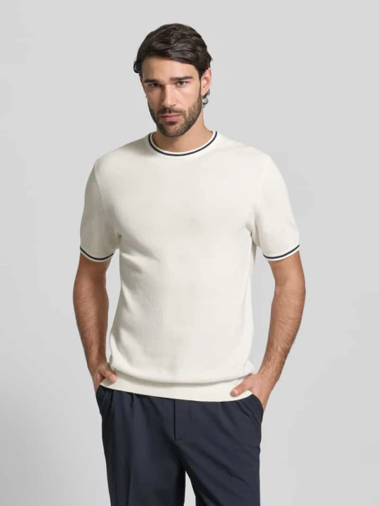 Zdjęcie produktu T-shirt o kroju regular fit z dzianinowym efektem Christian Berg Złamany biały
