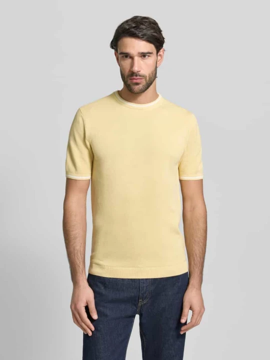 Zdjęcie produktu T-shirt o kroju regular fit z dzianinowym efektem Christian Berg Jasnożółty