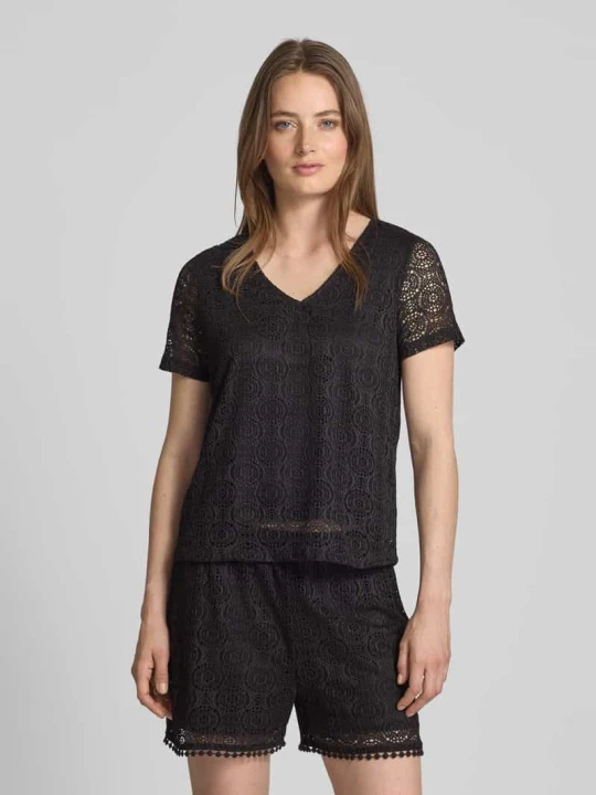 Zdjęcie produktu T-shirt o kroju regular fit z efektem podpalania model ‘MAYA’ Vero Moda Czarny