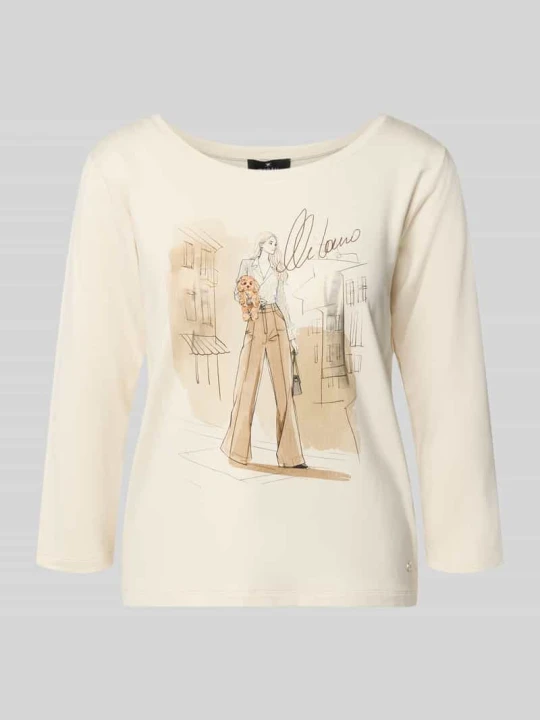 Zdjęcie produktu t-shirt o kroju regular fit z elastycznej mieszanki wiskozy z nadrukiem z motywem Monari Écru
