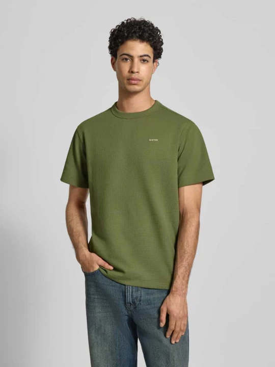 Zdjęcie produktu T-shirt o kroju regular fit z fakturowanym wzorem G-Star Raw Oliwkowy