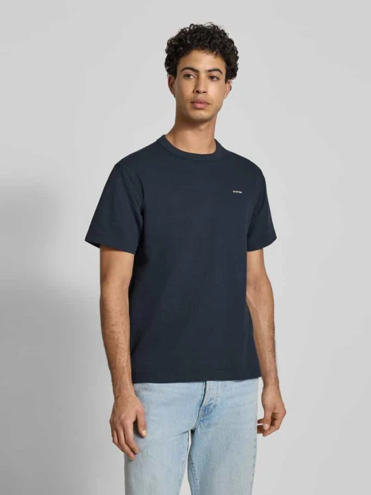 Zdjęcie produktu T-shirt o kroju regular fit z fakturowanym wzorem G-Star Raw Granatowy