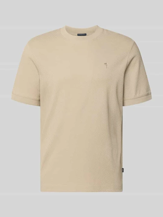 Zdjęcie produktu t-shirt o kroju regular fit z fakturowanym wzorem model 'Tangur' JOOP! Beżowy