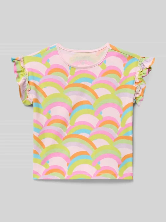 Zdjęcie produktu T-shirt o kroju regular fit z falbankami BLUE SEVEN Różowy