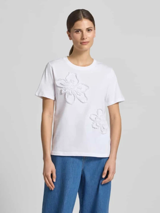 Zdjęcie produktu T-shirt o kroju regular fit z falbankami comma Biały
