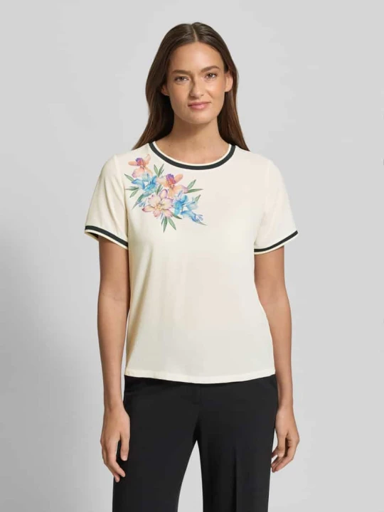 Zdjęcie produktu T-shirt o kroju regular fit z kwiatowym wzorem Christian Berg Écru