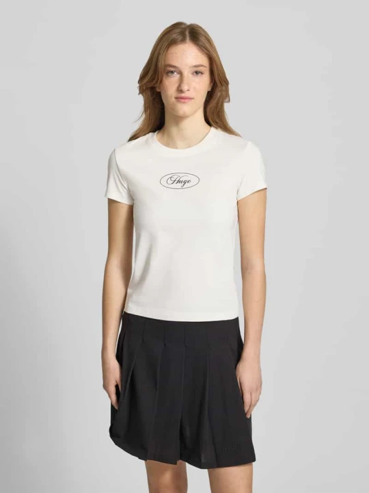 Zdjęcie produktu t-shirt o kroju regular fit z mieszanka bawełny model '90 s TEE_B' Hugo Écru