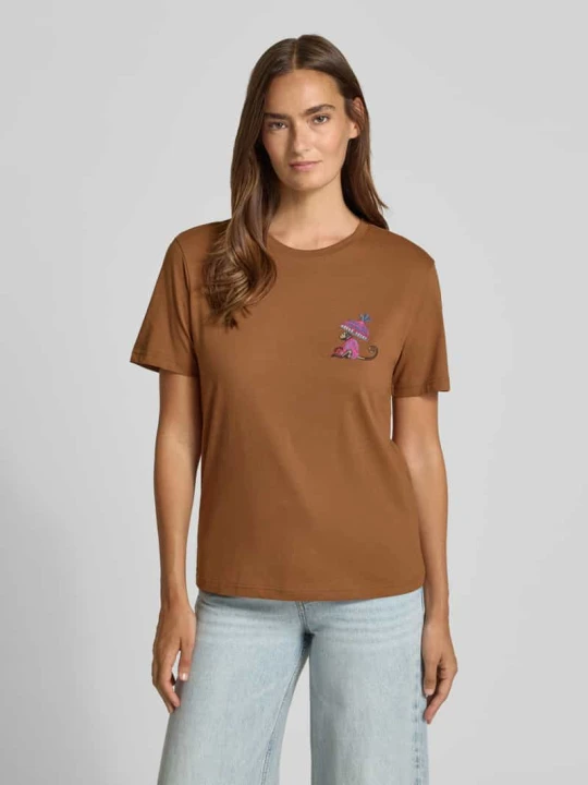Zdjęcie produktu męski t-shirt o kroju regular fit z mieszanki bawełny Jake*s Czekoladowy