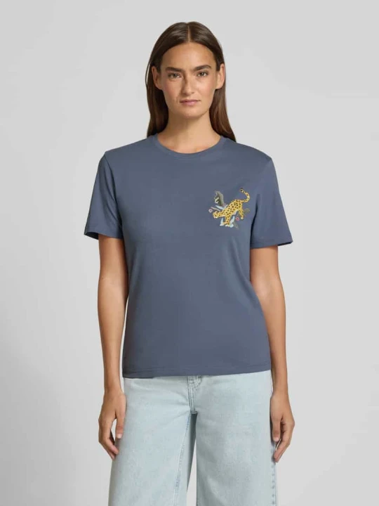 Zdjęcie produktu męski t-shirt o kroju regular fit z mieszanki bawełny Jake*s Jeansowy niebieski