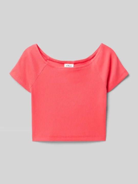 Zdjęcie produktu T-shirt o kroju regular fit z Mieszanka bawełny s.Oliver Koralowy