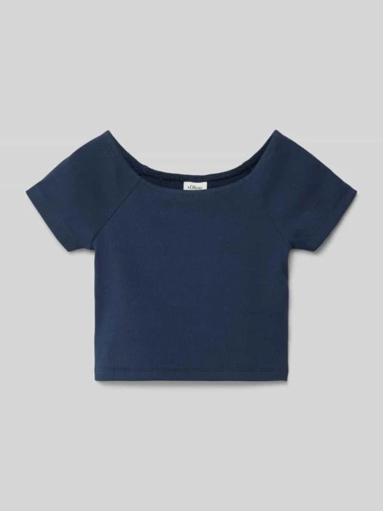 Zdjęcie produktu T-shirt o kroju regular fit z Mieszanka bawełny s.Oliver Granatowy