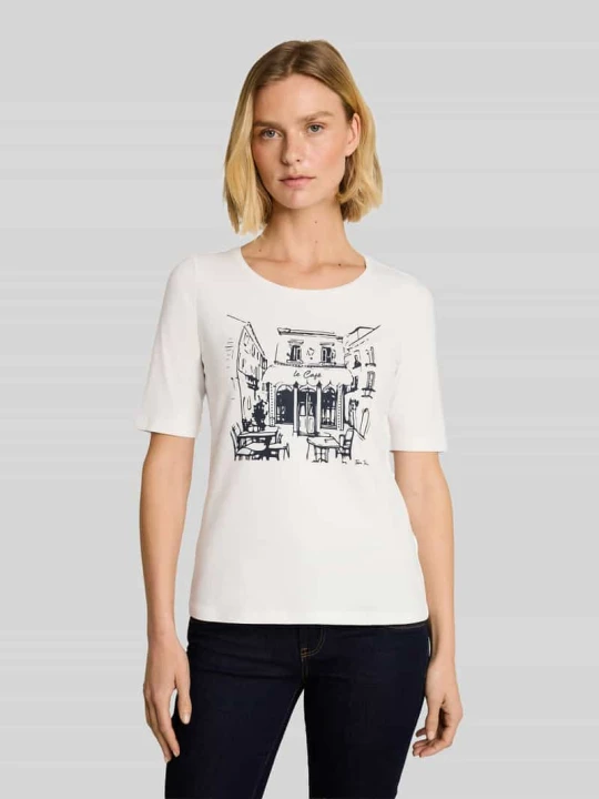 Zdjęcie produktu t-shirt o kroju regular fit z mieszanki bawełny Tom Tailor Biały