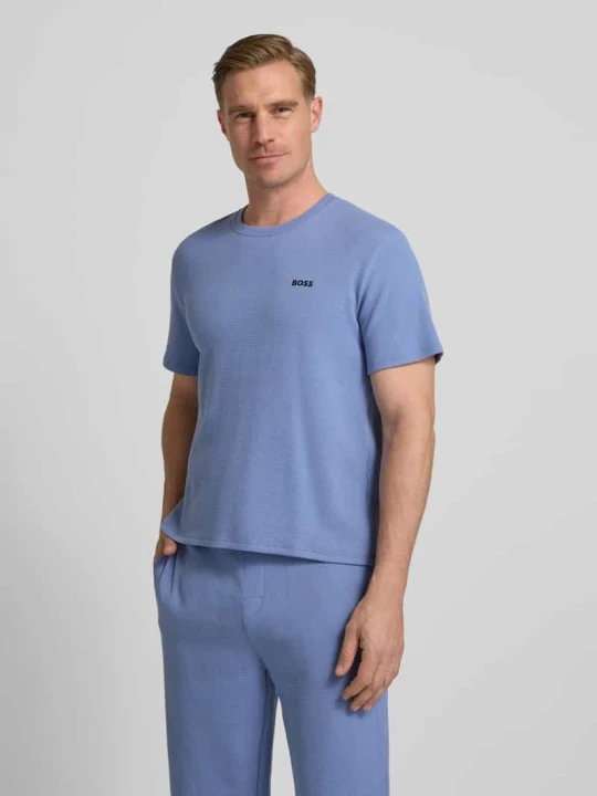 Zdjęcie produktu T-shirt o kroju regular fit z Mieszanka bawełny Boss Jeansowy niebieski