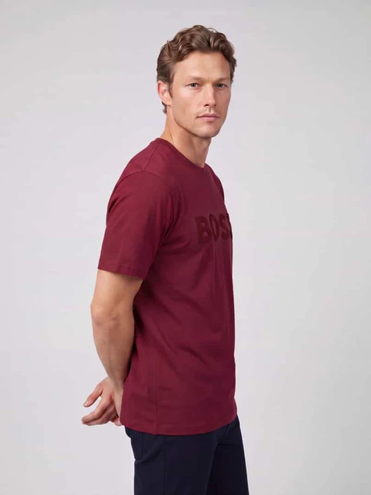 Zdjęcie produktu t-shirt o kroju regular fit z mieszanki bawełny Boss Bordowy
