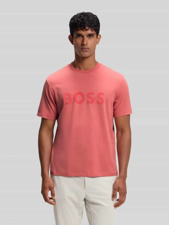 Zdjęcie produktu t-shirt o kroju regular fit z mieszanki bawełny Boss Mocnoróżowy