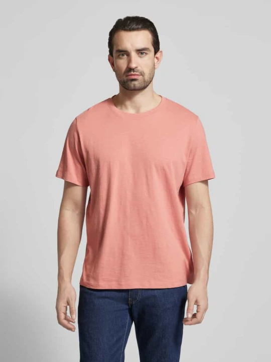 Zdjęcie produktu T-shirt z czystej bawełny o kroju regular fit model 'HASPEN' Selected Homme Brudnoróżowy