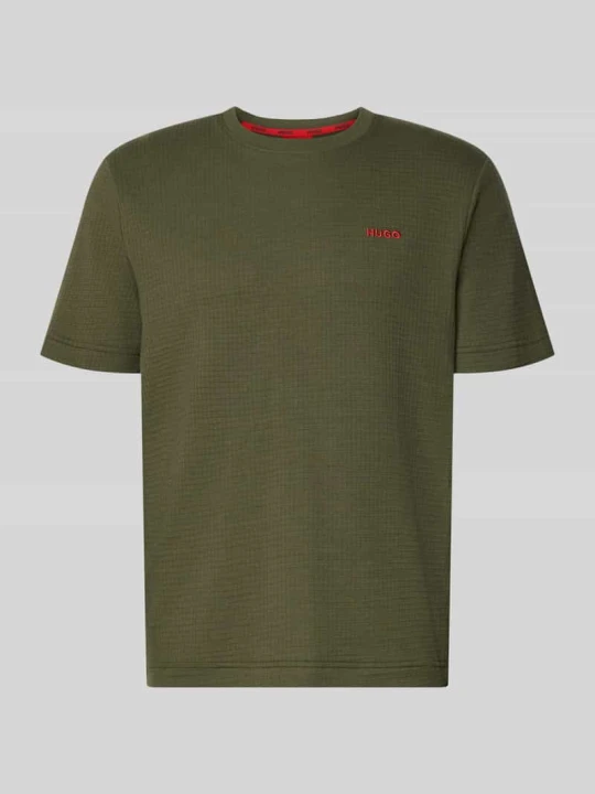 Zdjęcie produktu t-shirt o kroju regular fit z mieszanki bawełny Hugo Oliwkowy
