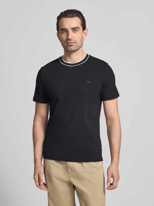 Zdjęcie produktu Regular Fit T-shirt z mieszanki bawełny Lacoste Czarny