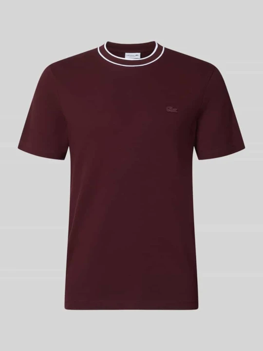 Zdjęcie produktu t-shirt o kroju regular fit z mieszanki bawełny Lacoste Ciemnoczerwony