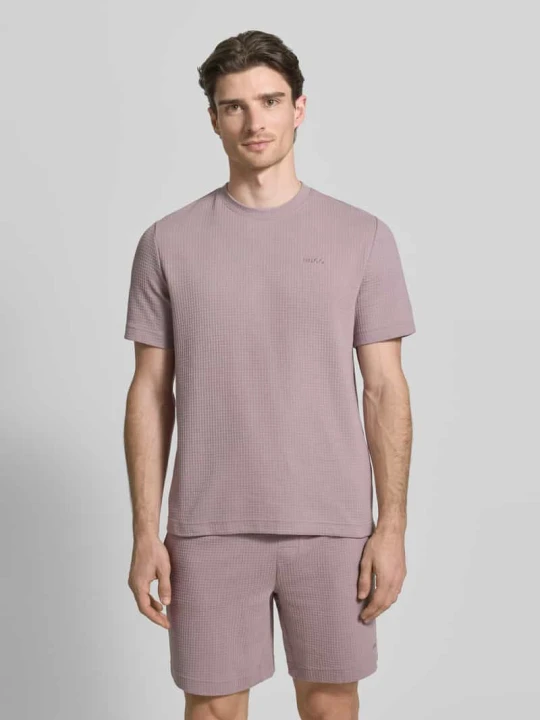 Zdjęcie produktu T-shirt o kroju regular fit z mieszanki bawełny model 'AUSTIN' Hugo Brudnoróżowy