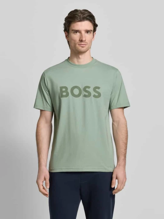 Zdjęcie produktu T-shirt o kroju regular fit z mieszanki bawełny model „ICONIC” Boss Miętowy