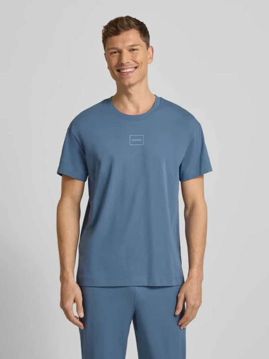 Zdjęcie produktu T-shirt o kroju regular fit z mieszanki bawełny Model 'LAZE T-SHIRT' Hugo Jeansowy niebieski