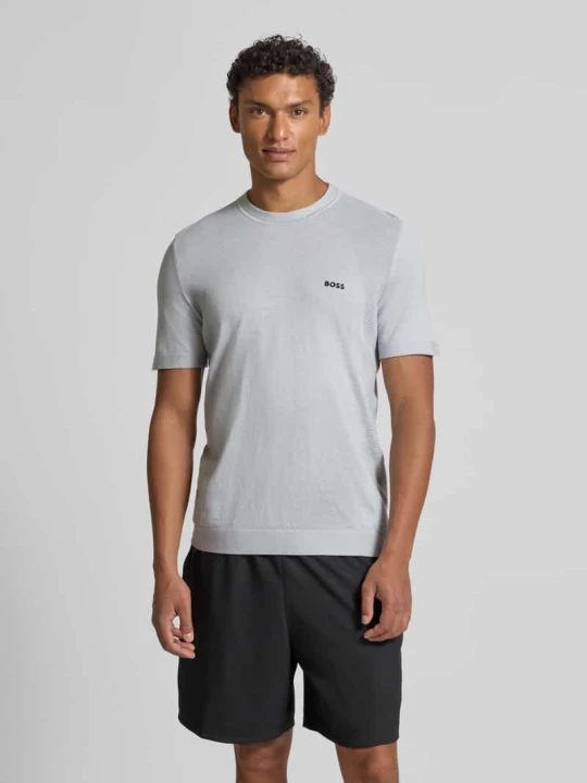 Zdjęcie produktu T-shirt o kroju regular fit z mieszanki bawełny model ‘MOMENTUM’ Boss Jasnoszary
