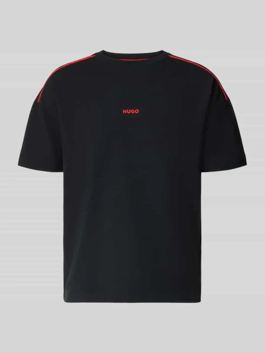 Zdjęcie produktu t-shirt o kroju regular fit z mieszanki bawełny model 'NOAH' Hugo Czarny