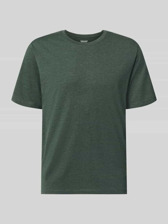 Zdjęcie produktu t-shirt o kroju regular fit z mieszanki bawełny model 'Organic' Jack&Jones Ciemnozielony