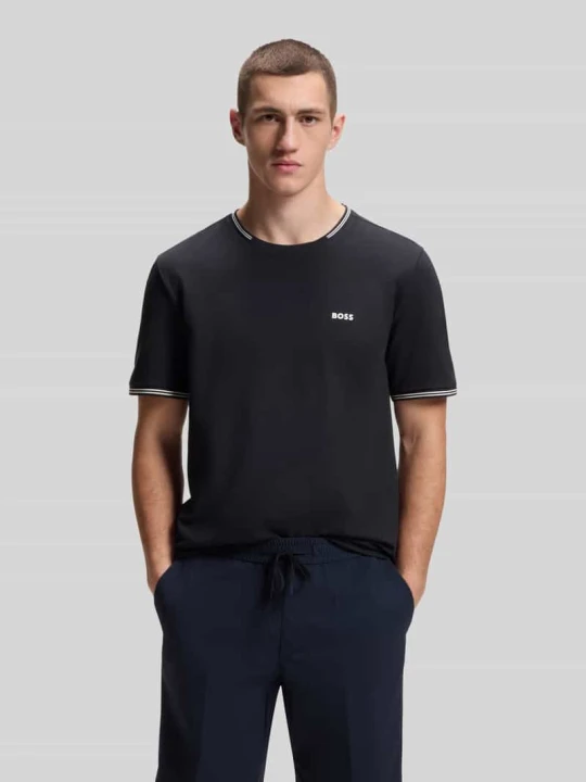 Zdjęcie produktu t-shirt o kroju regular fit z mieszanki bawełny model 'TAUL' Boss Ciemnoniebieski