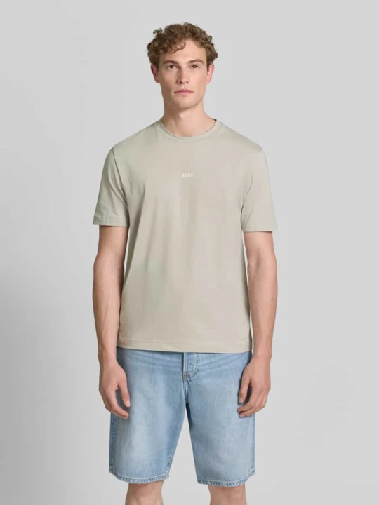 Zdjęcie produktu T-shirt o kroju regular fit z mieszanki bawełny model 'TCHUP' Boss Piaskowy