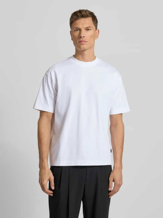 Zdjęcie produktu T-shirt o kroju regular fit z mieszanki bawełny model ‘TEETIM’ Boss Biały