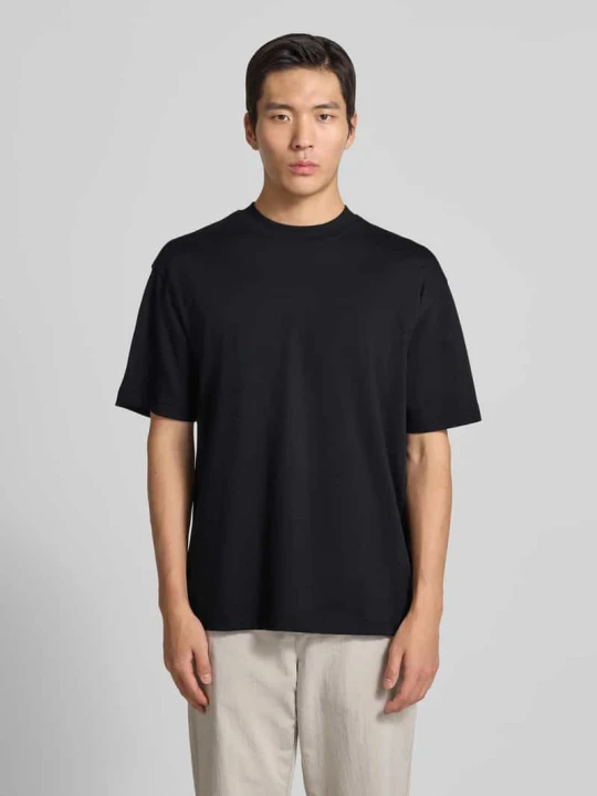 Zdjęcie produktu T-shirt o kroju regular fit z mieszanki bawełny model ‘TEETIM’ Boss Czarny