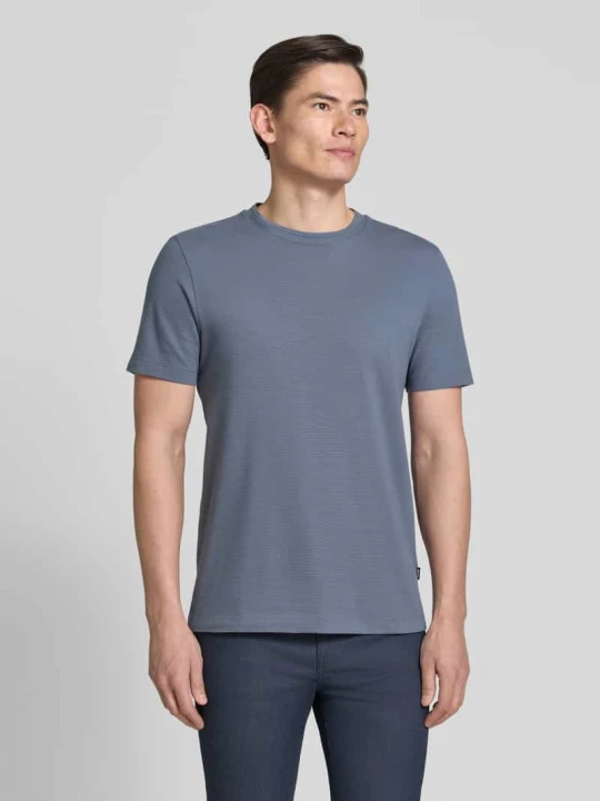 Zdjęcie produktu T-shirt o kroju regular fit z mieszanki bawełny Model 'TIBURT 240' Boss Niebieski