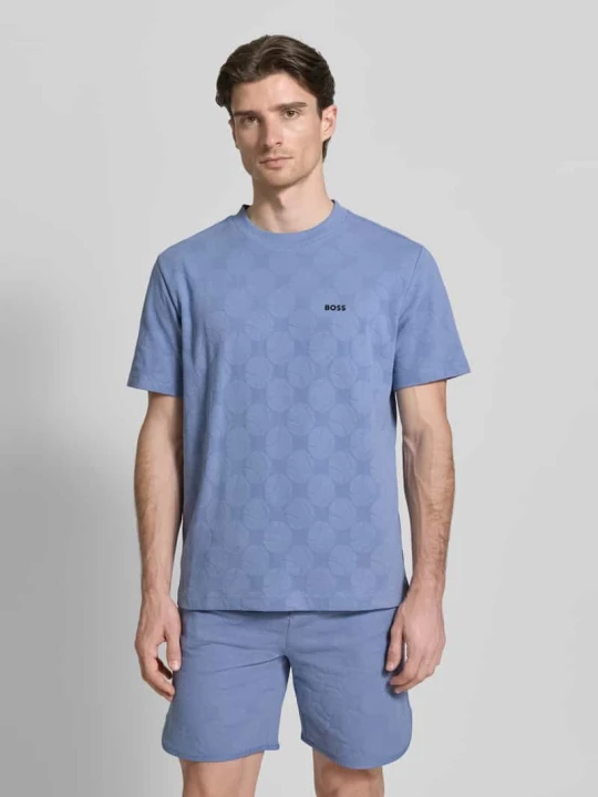 Zdjęcie produktu T-shirt o kroju regular fit z mieszanki bawełny Model 'TS_MEMBER' Boss Niebieski